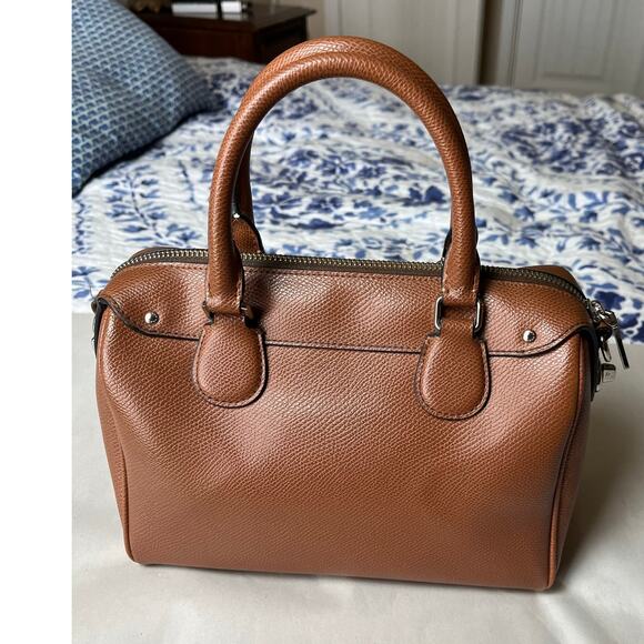 Coach Brown Mini Bag Pebbled Leather Charm - Picture 2 of 12